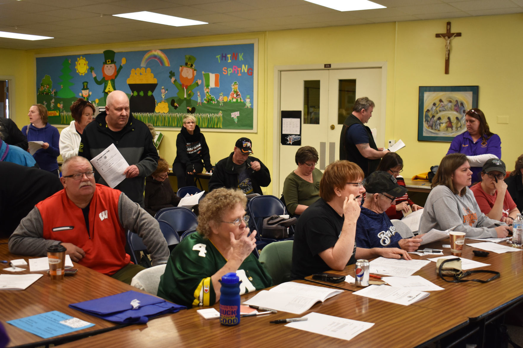 A crowd of avid bidders